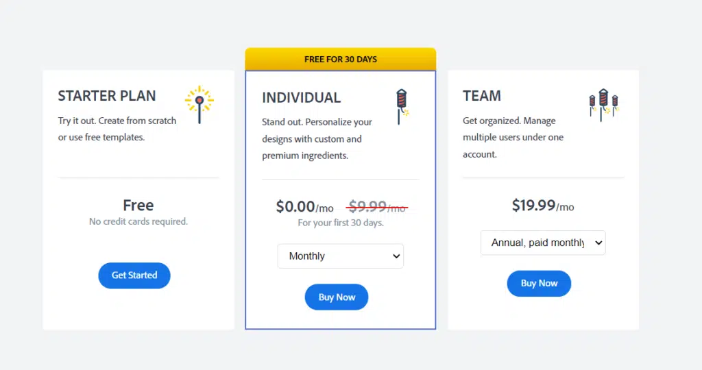 Adobe Spark Pricing