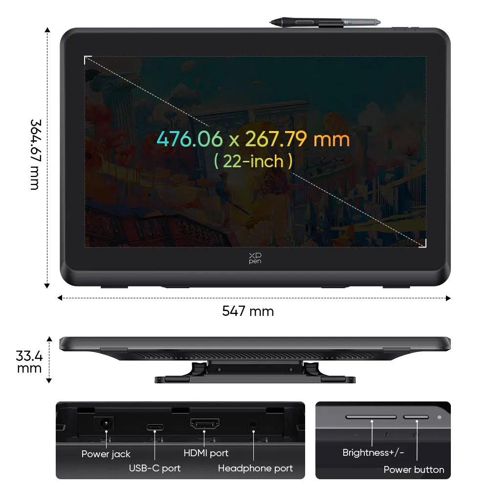 Wide-size display on XP pen tablet