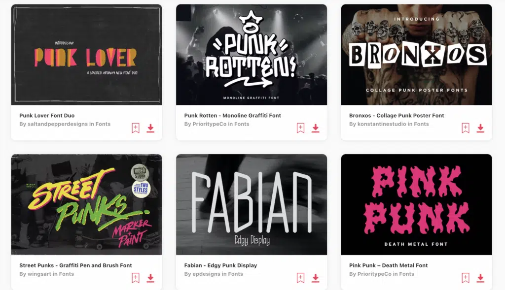 punk fonts envato